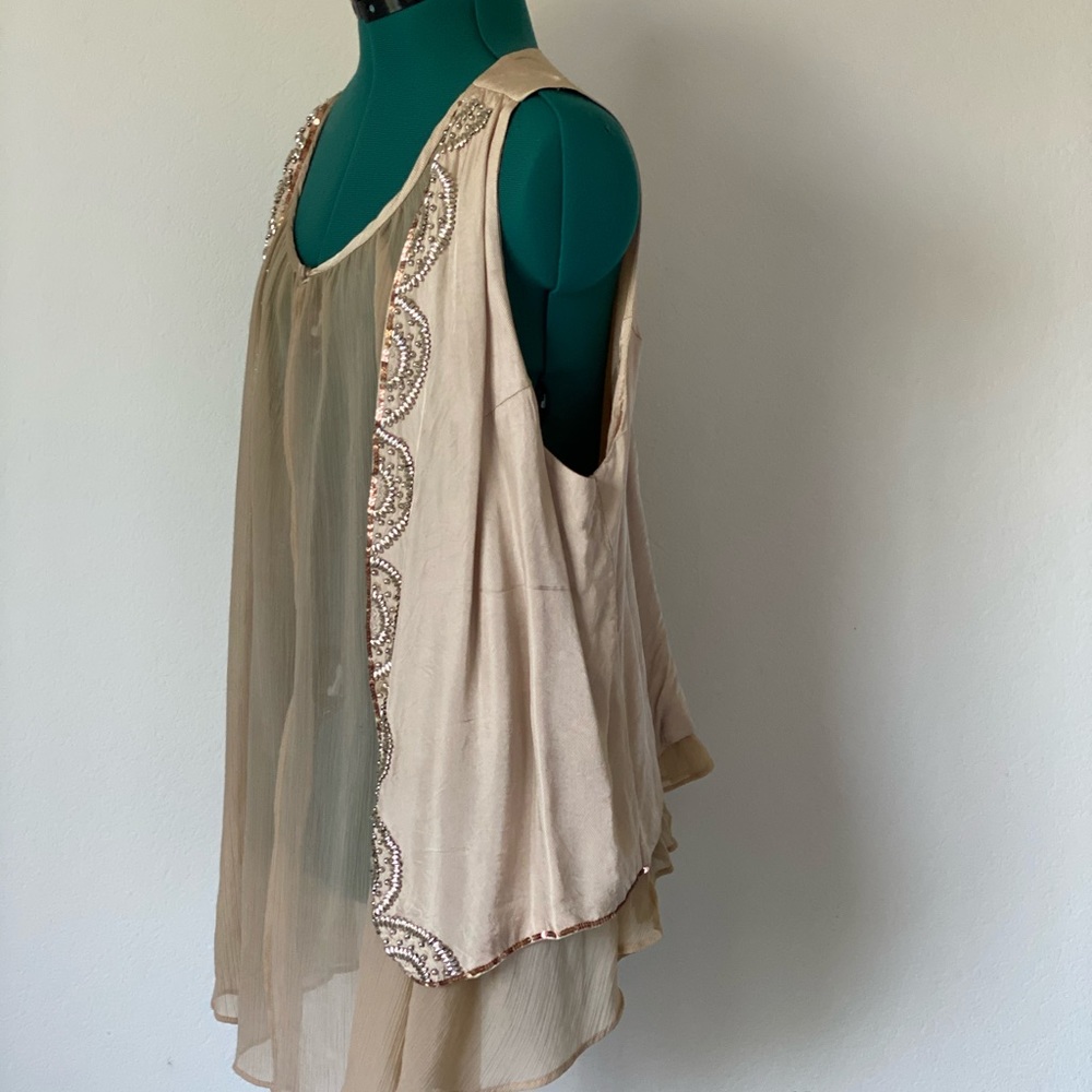 IMAN Beige Golden Vest Jacket  size 1X - Picture 7 of 10